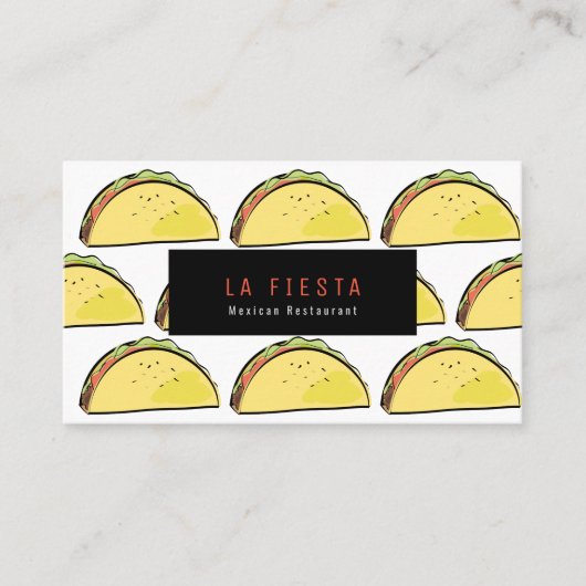 Taco Pattern Simple & Modern White Loyalty Card Visitekaartje (Voorkant)