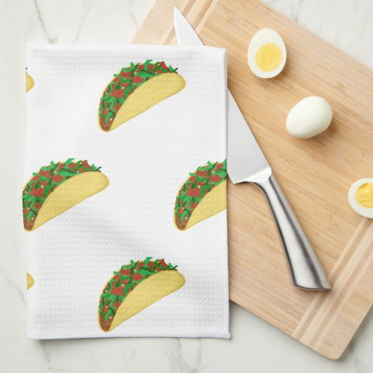 Taco Pattern White Theedoek (Quarter Fold)