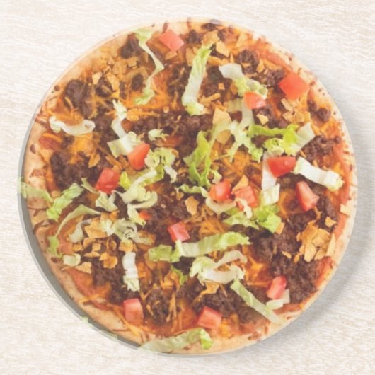 Taco Pizza Zandsteen Onderzetter (Voorkant)