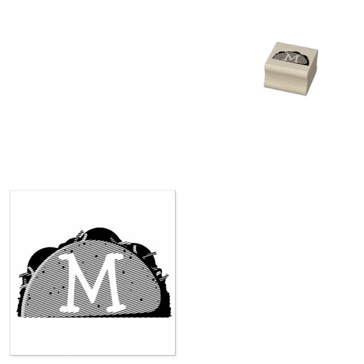 Taco Schattig Kinder Monogram Initiaal Rubberstempel (Gestempeld)