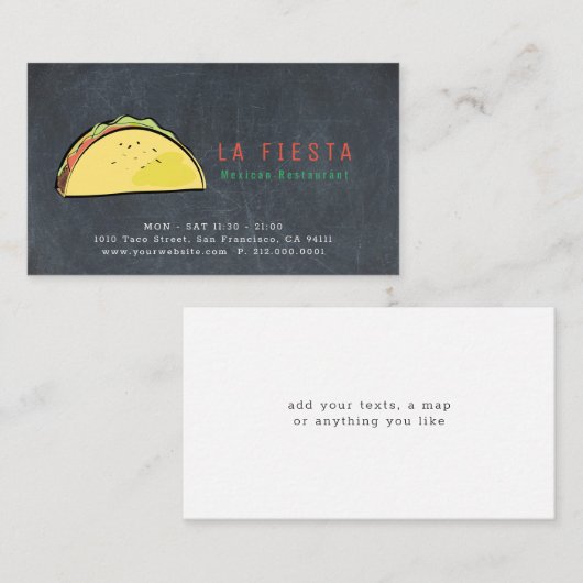 Taco schoolbord Eenvoudig & Modern Visitekaartje (Voorkant / Achterkant)