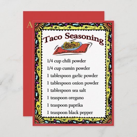 Taco Seasoning Kaarten toevoegen tekst (Voorkant / Achterkant)