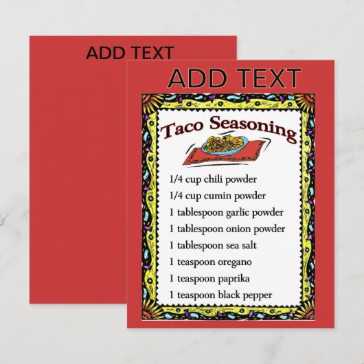 Taco Seasoning Kaarten toevoegen tekst (Voorkant / Achterkant)