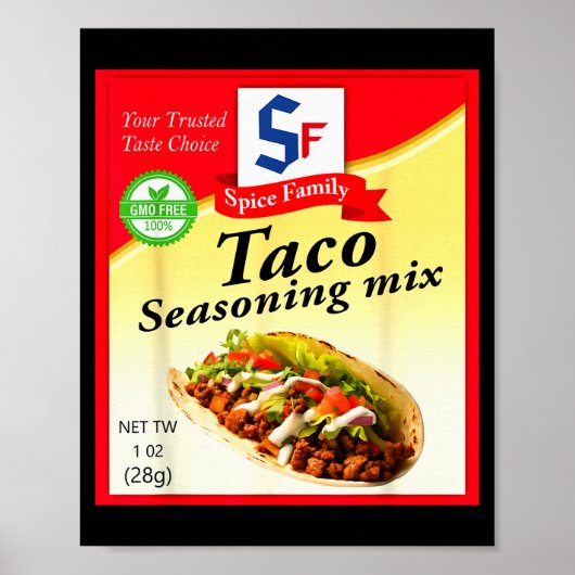 Taco Seasoning Mix Funny Mexico Cinco De Mayo Grou Poster (Voorkant)