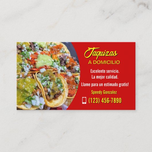 Taco service business cards visitekaartje (Voorkant)