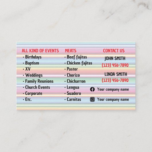 Taco Service Visitekaartje (Achterkant)