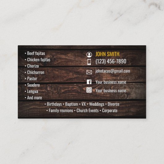 Taco Service Visitekaartje (Achterkant)