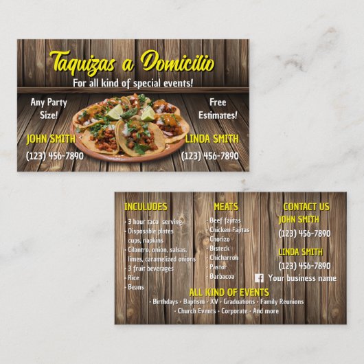 Taco Service Visitekaartjes (Voorkant / Achterkant)
