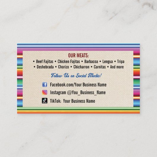 Taco Service Visitekaartjes (Achterkant)