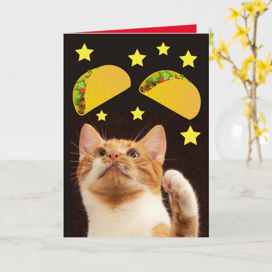 TACO SPACE CAT CHRISTMAS-KAARTEN KAART (Gele Bloem)