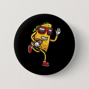 Taco speelt voetbal Mexicaanse Cinco de Mayo Kinde Ronde Button 5,7 Cm