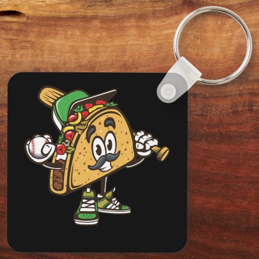 Taco Spelen Honkbal Softbal Taco's Mexicaanse Fest Sleutelhanger (Achterkant)