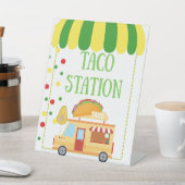 Taco Station Tabletop Food Signage Reclamebord Met Voetstuk (Insitu)