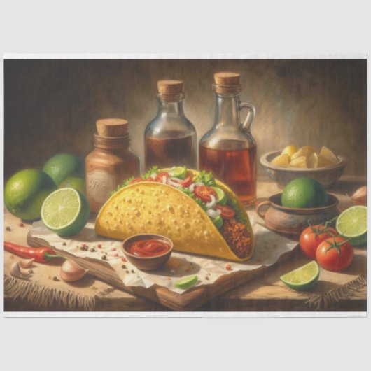 Taco Stilleven Vintage Geïnspireerde Decoupage Tissuepapier (Voorkant)