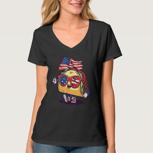 Taco Sunglasses American Flag USA  4th Of July T-shirt (Voorkant)