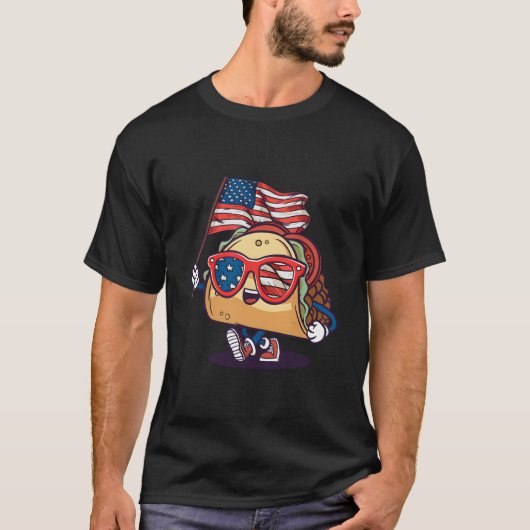Taco Sunglasses American Flag Usa 4Th Of July T-shirt (Voorkant)