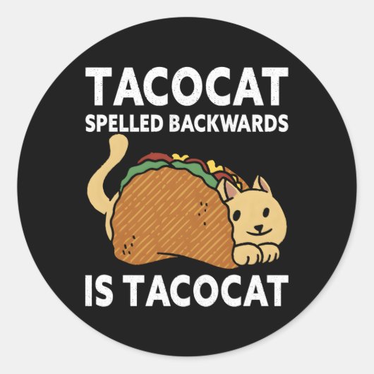 Taco Tacocat Backwards is Mexicaans eten Ronde Sticker (Voorkant)