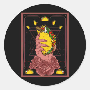 Taco Tarot Card Funny Taco Lover Tacos Mexicaans Ronde Sticker