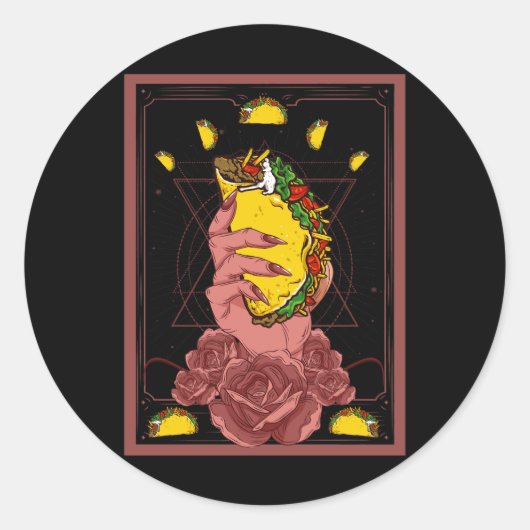 Taco Tarot Card Funny Taco Lover Tacos Mexicaans Ronde Sticker (Voorkant)