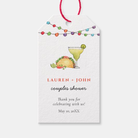 Taco & Tequila Feest Bruidspaar bruiloft bedankt Cadeaulabel (Voorkant)