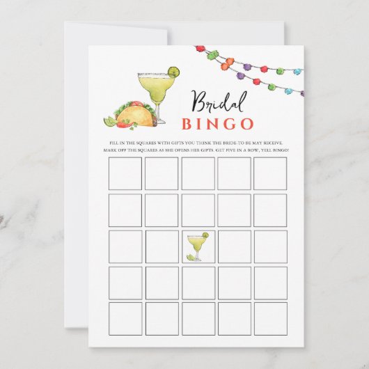 Taco & Tequila Fiseta Vrijgezellenfeest Bingogame Kaart (Voorkant)