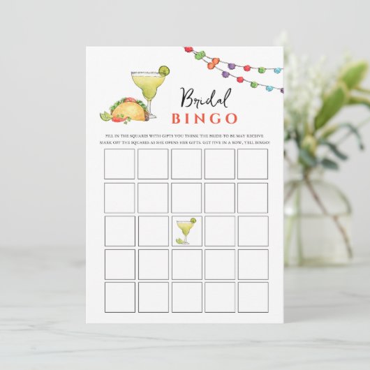Taco & Tequila Fiseta Vrijgezellenfeest Bingogame Kaart (Staand voorkant)