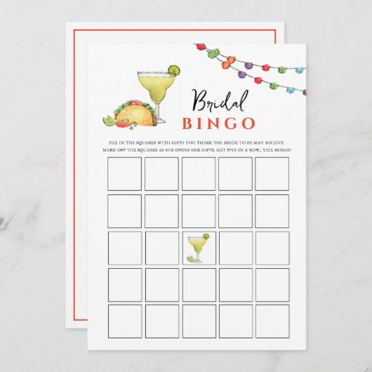 Taco & Tequila Fiseta Vrijgezellenfeest Bingogame Kaart (Voorkant / Achterkant)