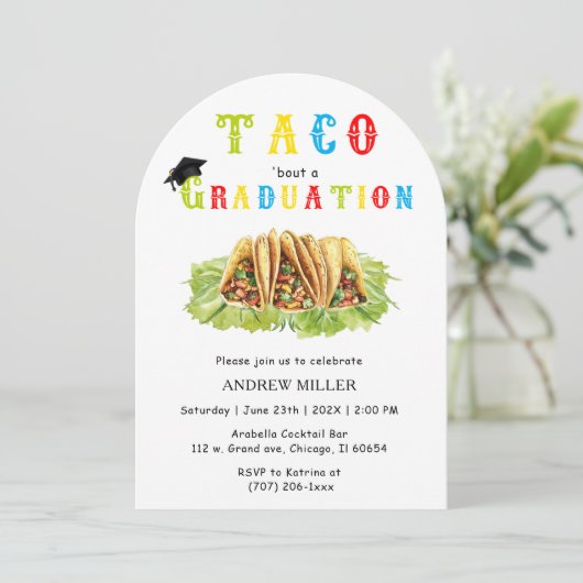 Taco-thema Afstudeeruitnodiging Kaart (Staand voorkant)