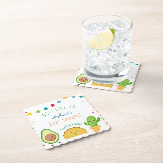 Taco-thema | Fiesta thema | Kleurrijk baby shower Kartonnen Onderzetters (Insitu)