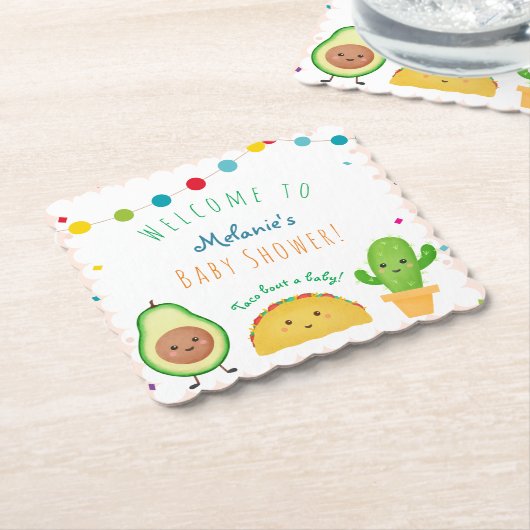 Taco-thema | Fiesta thema | Kleurrijk baby shower Kartonnen Onderzetters (Gebogen)