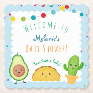 Taco-thema   Fiesta thema   Kleurrijk baby shower Kartonnen Onderzetters