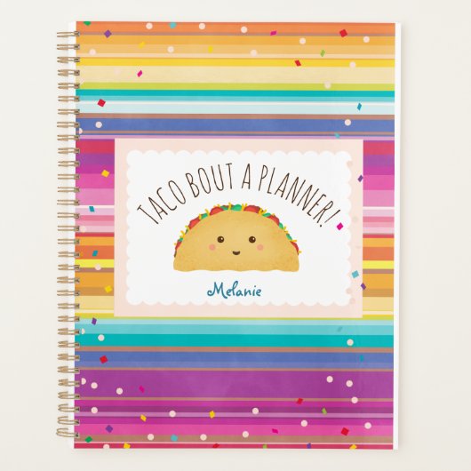 Taco thema planner met confetti kleurrijke serape (Voorkant)