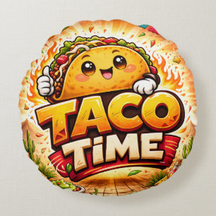 Taco Time - Fiesta Fiasco - Foodie Fiends Rond Kussen