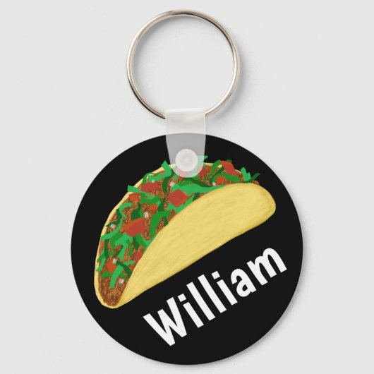 Taco Time Fun Yummy CUSTOM NAME Sleutelhanger (Voorkant)