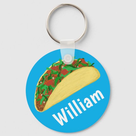Taco Time Fun Yummy CUSTOM NAME Sleutelhanger (Voorkant)