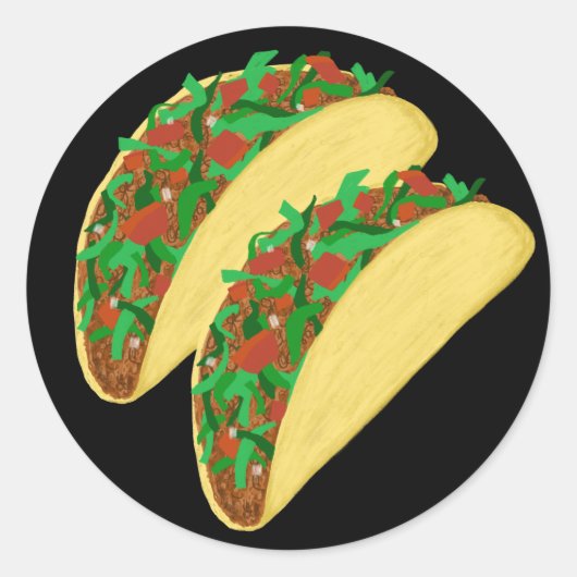 Taco Time - laten we taco's zwart eten Ronde Sticker (Voorkant)