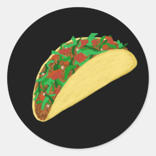 Taco Time - laten we taco's zwart eten Ronde Sticker