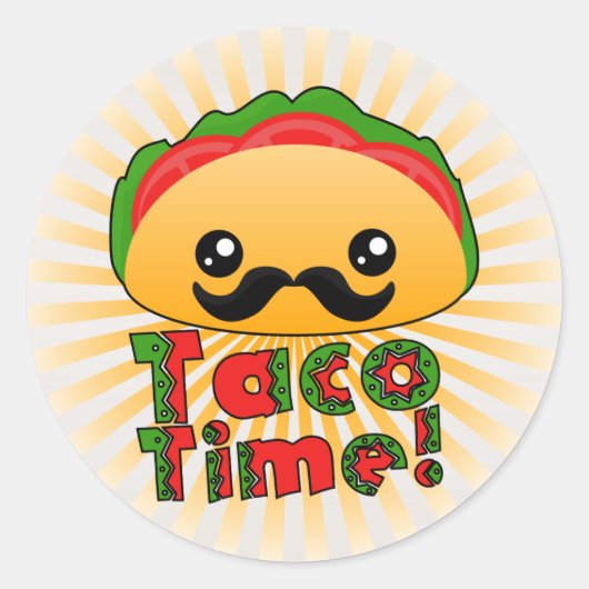 Taco Time Ronde Sticker (Voorkant)