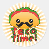 Taco Time Ronde Sticker (Voorkant)