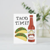 TACO TIME Spicy Hot Sauce Cat Maracas Briefkaart (Staand voorkant)