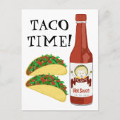 TACO TIME Spicy Hot Sauce Cat Maracas Briefkaart (Voorkant)