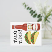 TACO TIME Spicy Hot Sauce Cat Maracas Briefkaart (Staand voorkant)