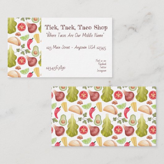Taco Time Visitekaartje (Voorkant / Achterkant)