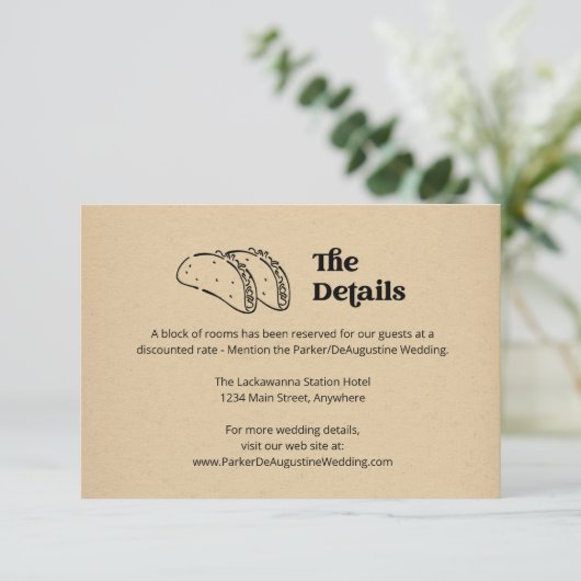 Taco Trouwinformatie Details Behuizing Kaart (Staand voorkant)