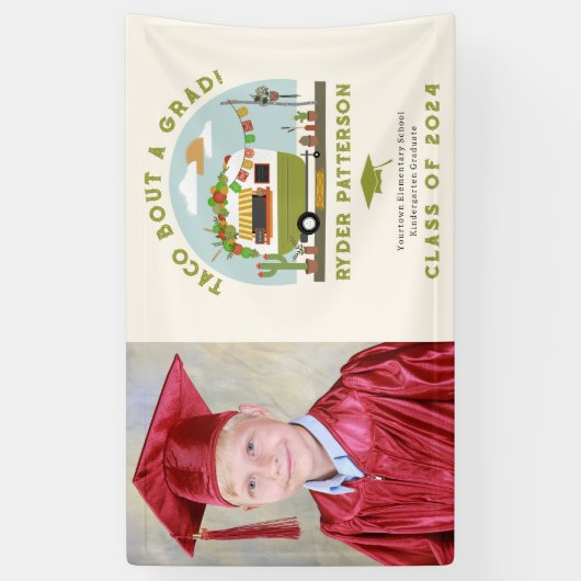 Taco Truck Groene Foto Kinder Afstuderen Spandoek (Verticaal)