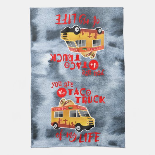 Taco Truck of my Life, Black, Waterverf Theedoek (Verticaal)