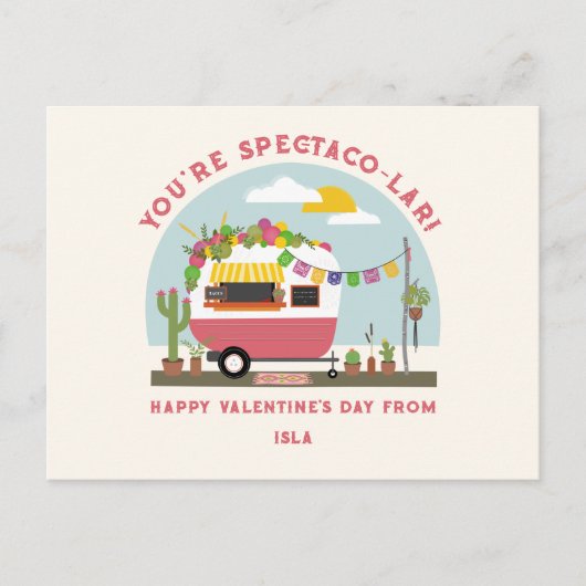 Taco Truck Pun Roze Camper School Valentijn Briefkaart (Voorkant)