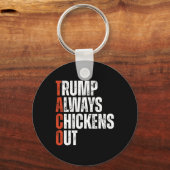 Taco Trump Always Chickens Out Saying Funny Tariff Sleutelhanger (Voorkant)