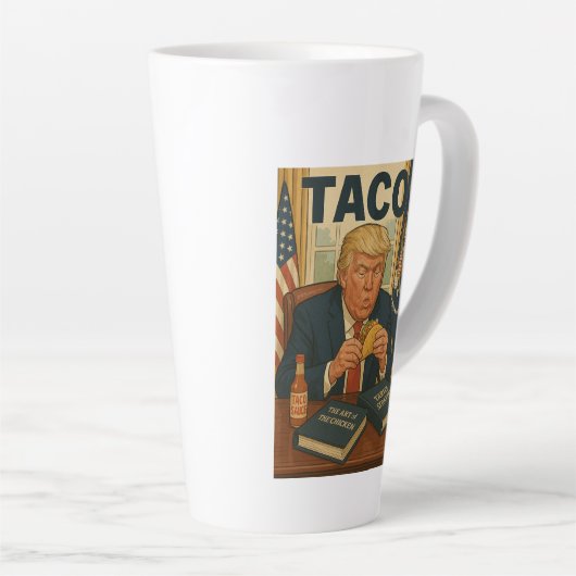 Taco Trump koffie mok. Latte Mok (Rechterhoek)
