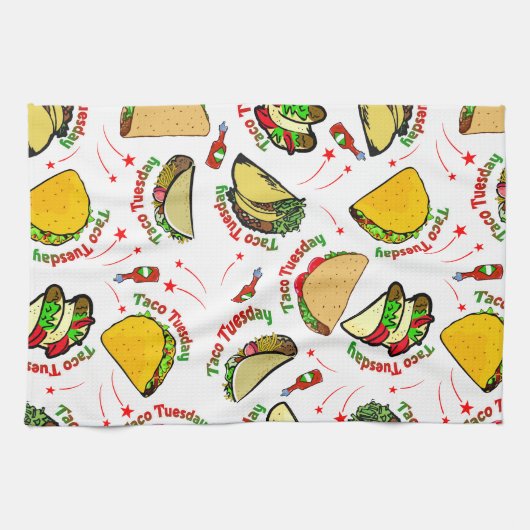 Taco Tuesday Hard and Soft Tacos and Hot Sauce Theedoek (Horizontaal)